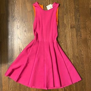 Parker flared pink + orange dress